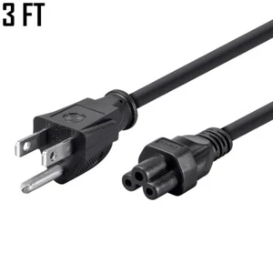 3FT Laptop Power Cord Cable AC 3-Prong US to C5 3-Pin Clover Leaf / Mickey Mouse - Picture 1 of 6