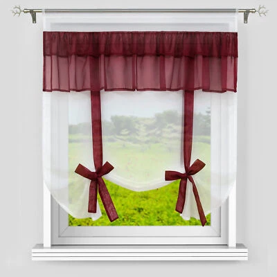 Raffrollo Transparent Raffgardinen Küche Scheibengardine mit Tunnelzug Bändchen - Bild 1 von 4