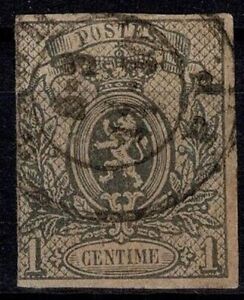 1866 Bélgica Escudo 1 Cent. Gris No Dentado Usado MF55780