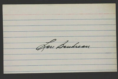 Lou Boudreau HOF (d.2001) Indians Autographed Signed 3x5 Index Card SHARP AUTO - Image 1 of 2