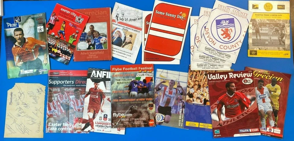 EXETER CITY FC Programme Bundle x 16 'The Grecian' Fan Mags + Team Signature #6 - Image 1 of 4