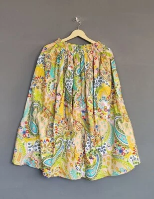 Falda Paisley Beige Algodón Indio Ropa para Mujer Falda Larga Falda Playa EE. UU. Foto 1 de 3