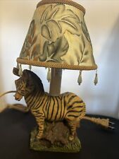 Vintage Zebra Lamp with Shade 10 inches Tall