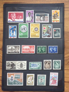 Assorted unfranked hinged  30 vintage stamps GB, Austria , NZ, France, Turkey