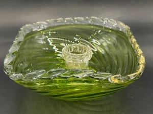 Vintage Murano Art Glass Green Gold Aventurine Candle Holder Candlestick 1950s - Picture 1 of 10