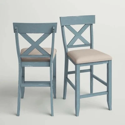 Silla lateral tapizada de lana de pino Brenai 25,25"" H (juego de 2) Foto 1 de 4