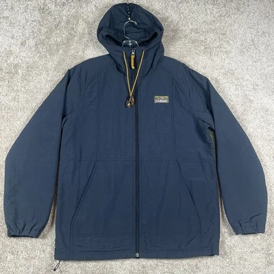 Jaqueta masculina LL Bean Mountain Classic Anorak azul média forrada de nylon com colcha - Imagem 1 de 4