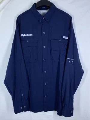 Columbia PFG Shirt Mens Large Blue Fishing Vented Tamiami Long Sleeve Button Up - Image 1 of 4