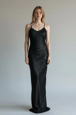 Vestido sin Mangas Vintage Y2K Poleci Negro Detalle Lentejuelas Maxi Glam Grunge Renacimiento Talla 6 Foto 1 de 4