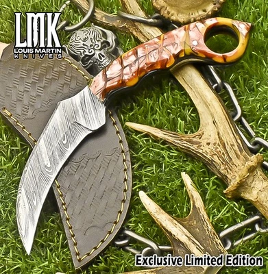 LMK Handmade Hand Forged Karambit Knife Twist Damascus Corain Decoration Rare - Image 1 of 4