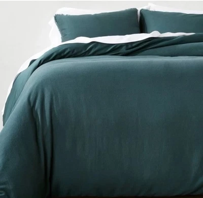 Full/Queen Heavyweight Linen Blend Comforter and Sham Set Teal Blue - Casaluna - Image 1 of 4