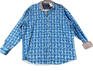 Con.struct Shirt Men’s 2XL Blue Check Floral Modern Fit 4Way Stretch Long Sleeve - Picture 1 of 8