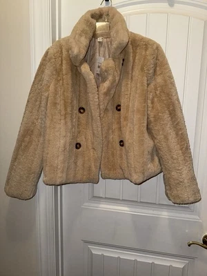 Abrigo de piel sintética Cato para mujer color tostado claro hasta la cintura talla mediana nuevo con etiquetas Foto 1 de 4