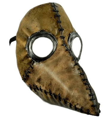 Plague Doctor Brown Medieval Physician Evil Horror Mens Costume Latex Face Mask - Image 1 of 4