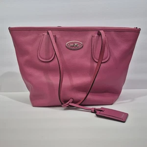 Borsa a mano Coach New York 33915 in pelle a grana incrociata borsa taxi tote rosa - Foto 1 di 12