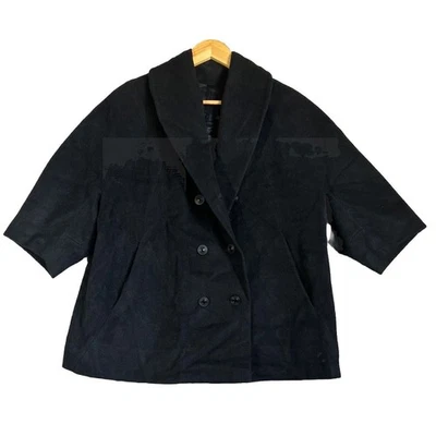 Vtg 50s Forstmann Pea Coat S/M Black Cashmere 1/2 Sleeve Pockets Retro Glam MCM - Image 1 of 4