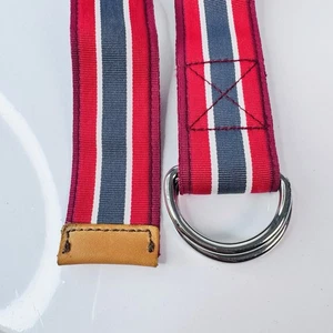 Vineyard Vines Size Large Blue & Red Preppy Double D Ring Unisex Belt Leather - Picture 1 of 6
