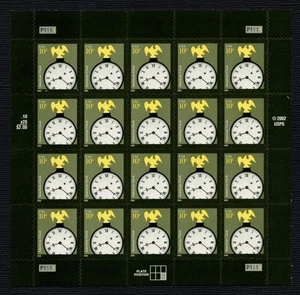US STAMP SHEET: Scott 3757 "American Clock" Design Pane of 20 MNH 2003 - Picture 1 of 1