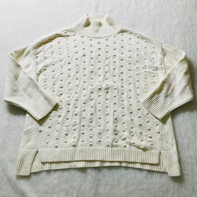 Talbots Womens Ivory Hi Low Hem Popcorn Knit Turtleneck Pullover Sweater Size 3X - Image 1 of 4