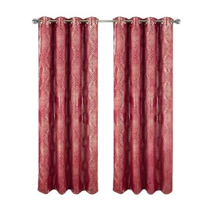 RT Designer Collection Hailey Halo Blackout Grommet Curtain 52x90 Red - Afbeelding 1 van 6
