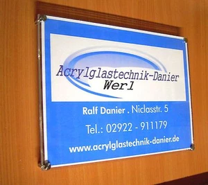 Placa de puerta DIN A4, placa publicitaria de vidrio acrílico en 3 versiones, 300 mm x 215 mm - Imagen 1 de 8