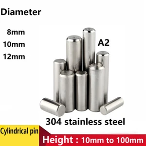 Cylindrical pin Diameter 8mm 10mm 12mm Metric A2 Stainless Steel Dowel Pins- - Picture 1 of 52
