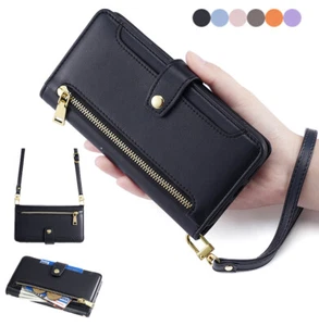 For Samsung Galaxy S25 Ultra S24 S23 S22 S21 S20 Leather Crossbody Wallet Case - Picture 1 of 49