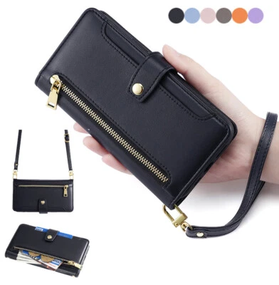 Funda tipo billetera bandolera de cuero para Samsung Galaxy S25 Ultra S24 S23 S22 S21 S20 Foto 1 de 4