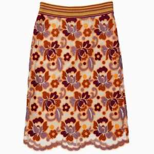 BURBERRY Ladies Sodbury Floral Embroidered A-line Skirt Bright Orange 0 - Picture 1 of 6