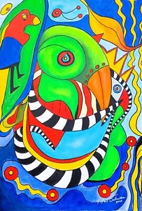 Dipinto originale, decorazione murale moderna, quadri, arte direttamente dallo studio - Foto 1 di 5