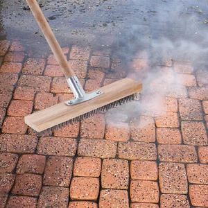1xSweeping Deck Scrub Metal Wire Broom Brush Garden Heavy Duty Moss Cleaner Tool - Picture 1 of 10