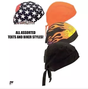 GRAB BAG OF 4 PIECES ASSORTED BANDANA CAPS / HATS biker wrap around hat do rag - Picture 1 of 1