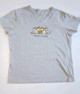 Teddy the Dog Womens shirt Wizard Of Paws Gray V-Neck Size XL Tee - Picture 1 of 6