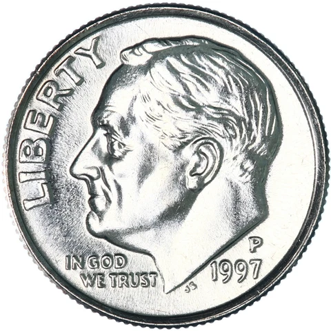 1997 P Roosevelt Dime Gem BU US Coin Cover