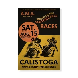 Impression sur Toile Papier Affiche Ou Peinture Rogan Mark Calistoga Moto Races - Imagen 1 de 2
