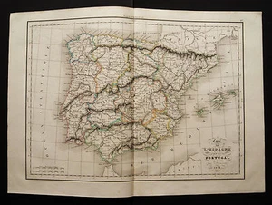 1847 DA DELAMARCHE ATLAS: SPANIEN UND PORTUGAL- SPANIEN UND PORTUGAL..1838 ETNA - Bild 1 von 1
