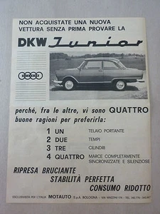 # ADVERTISING PUBBLICITA' DKW JUNIOR RIPRESA BRUCIANTE - 1960 - Foto 1 di 1