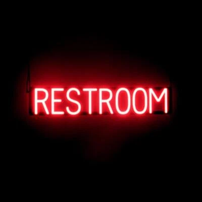 SpellBrite RESTROOM Sign | Neon Restroom Sign Look, LED Light | 32.5" x 6.3" - Image 1 of 4