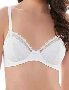 Wacoal Purity Bra Size 34B White Mesh Underwired Classic Plunge 115001 New - Picture 1 of 12