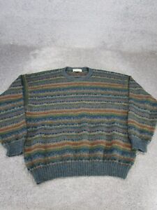 Paul Stuart Sweater Mens Large Alpaca Knit Crew Neck Vintage Fair Isle  *