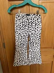 Mini Boden Girls 5-6Y Cow Print Brown White Flared Velour Pants EUC - Picture 1 of 4