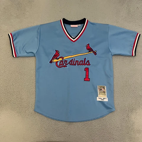 Ozzie Smith 1982 Shirt Mens Size 40 M Mitchell & Ness Cooperstown Blue *Read Cover