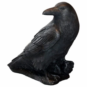 Cast Stone Cement Large Raven Crow Bird Concrete Outdoor Garden Statue - Picture 1 of 9