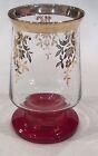 8 Rare Unusual Antique Bohemian Czech Moser ? Gold Floral Red Heavy Footed Glass
