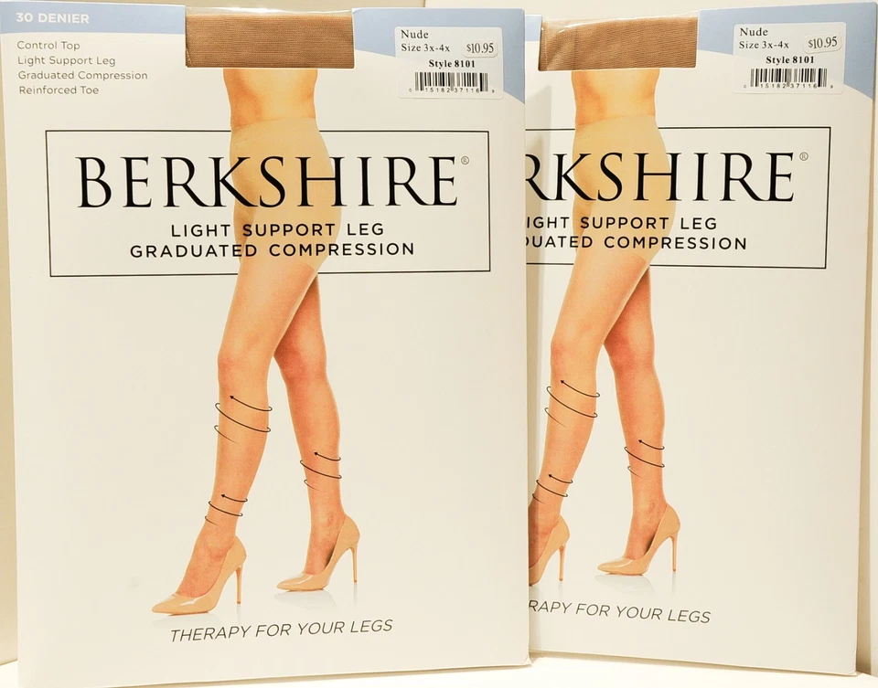 Berkshire 3x 4x Nude Control Top Reinforced Toe Graduated Compression MIP