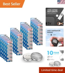 CR2032 Lithium Button Cell Batteries - 100 Count for Key FOBs, Watches, etc. - Picture 1 of 9