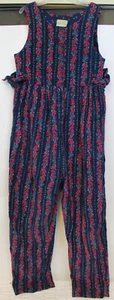 90's Laura Ashley Mother & Child Jumpsuit sz 9-10 Girls Floral Corduroy Overalls - Picture 1 of 9