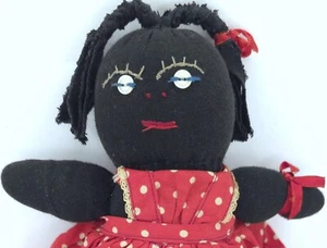 C1960s Vintage Black Sock Doll Handmade African American Fabric Primitive Toy - Picture 1 of 11