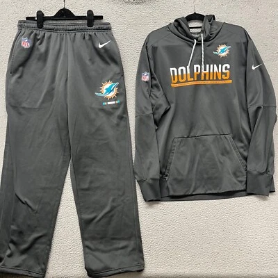 Sudadera con Capucha + Pantalones de Sudadera Miami Dolphins Para Hombre L/XL Gris Nike On Field Team Emitido Foto 1 de 4