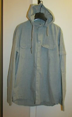 Men's CHEAP MONDAY Gray Cotton Shirt Long Sleeve Hood Size S - Image 1 of 4